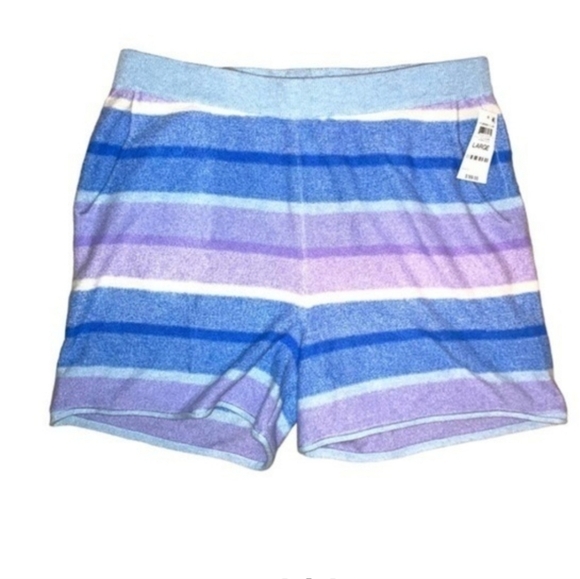 100% Cashmere Charter Club Luxury Striped High Waist Shorts - Picture 2 of 10